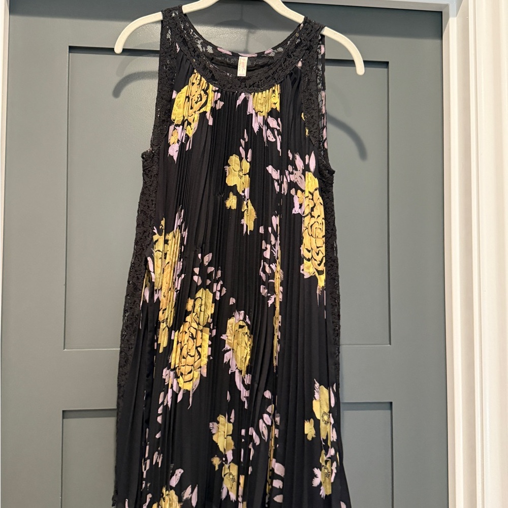 Free People Black and Yellow Lace Dress